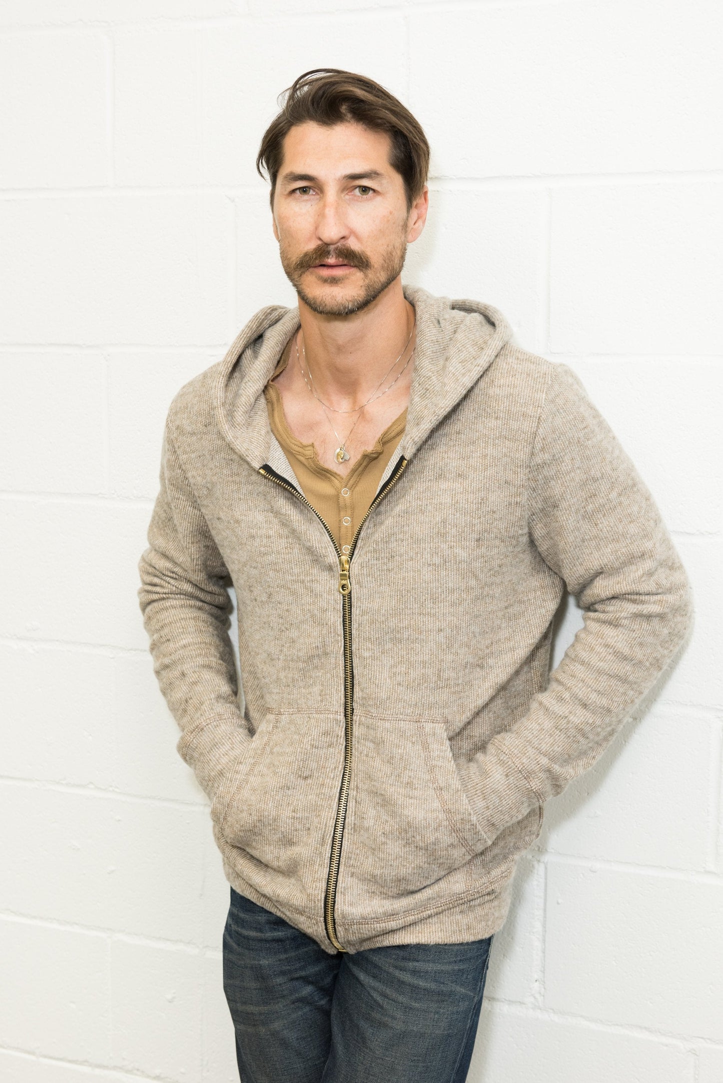 Sudadera con capucha de hombre de punto suave melange con cremallera frontal