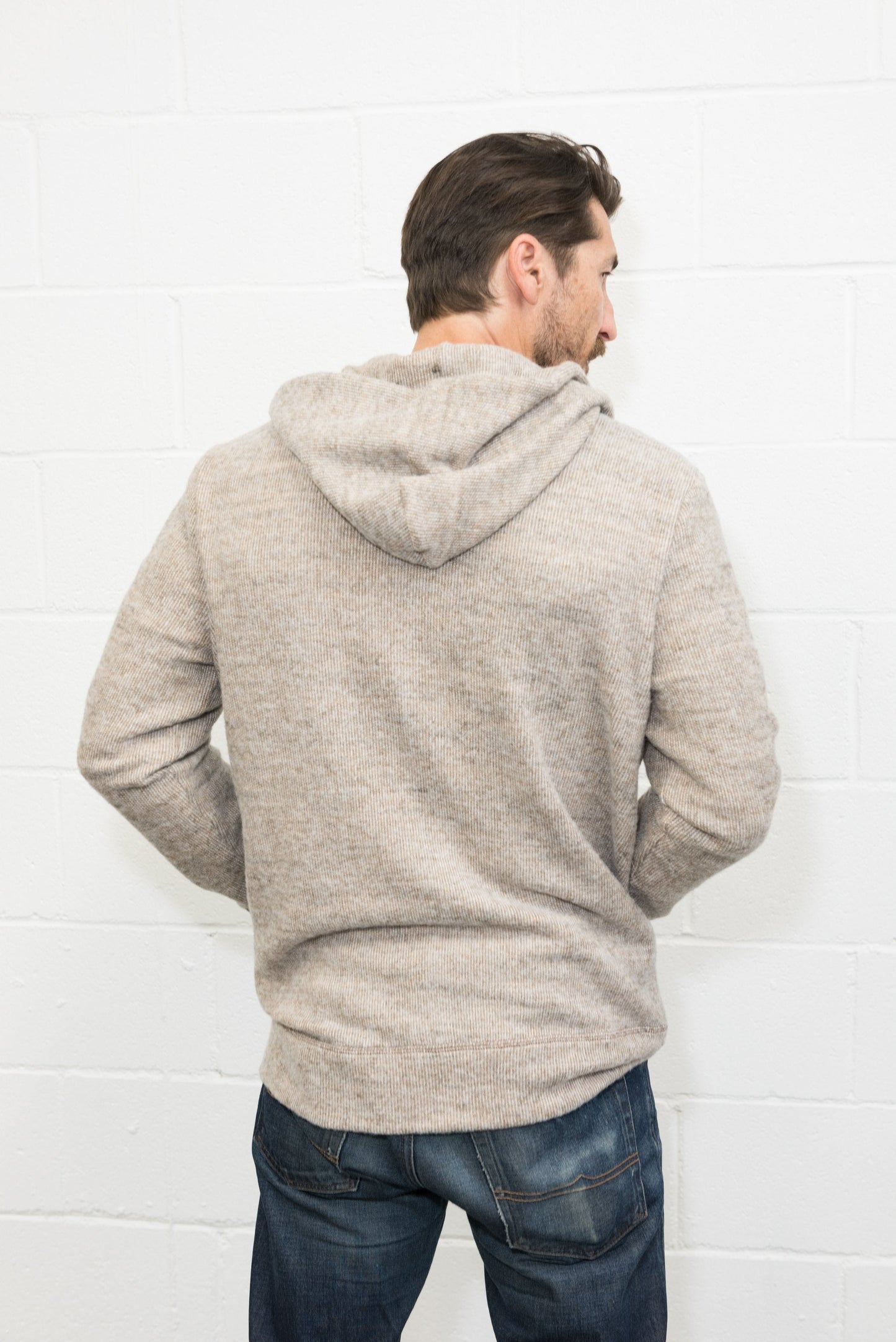 Sudadera con capucha de hombre de punto suave melange con cremallera frontal