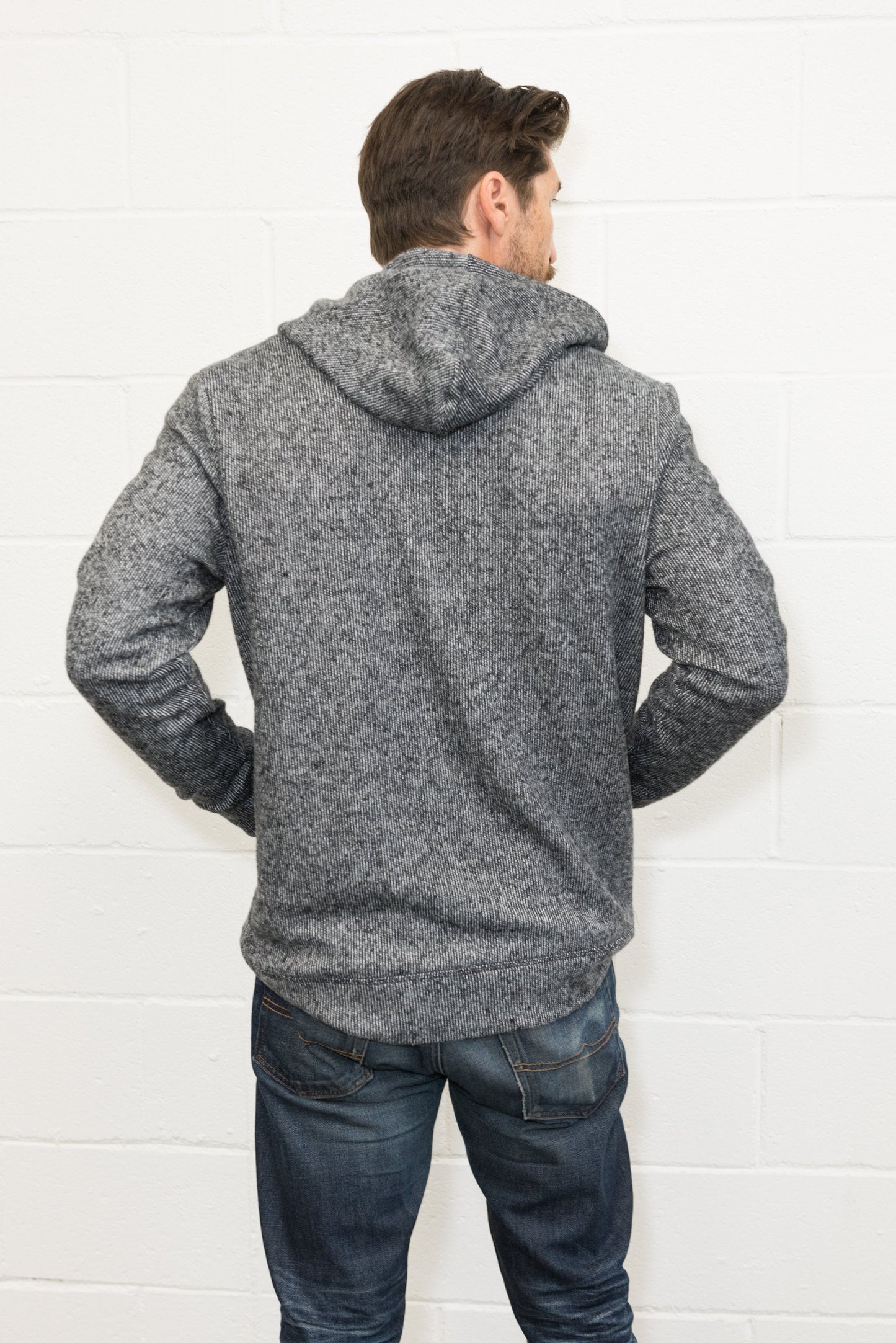 Sudadera con capucha de hombre de punto suave melange con cremallera frontal