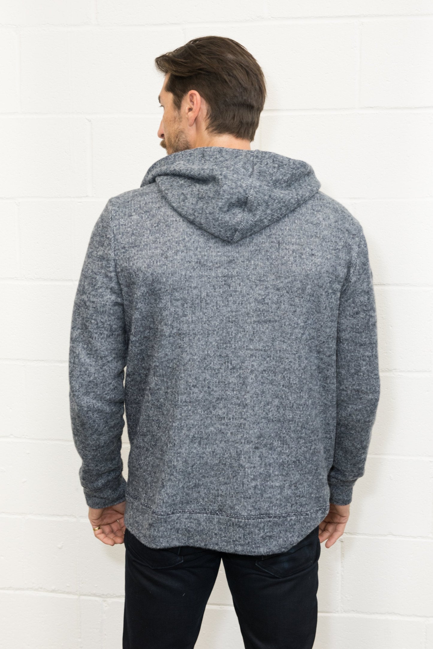 Sudadera con capucha de hombre de punto suave melange con cremallera frontal