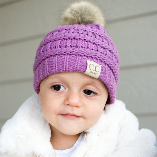 Gorro C.C® Baby de Piel con Pompón