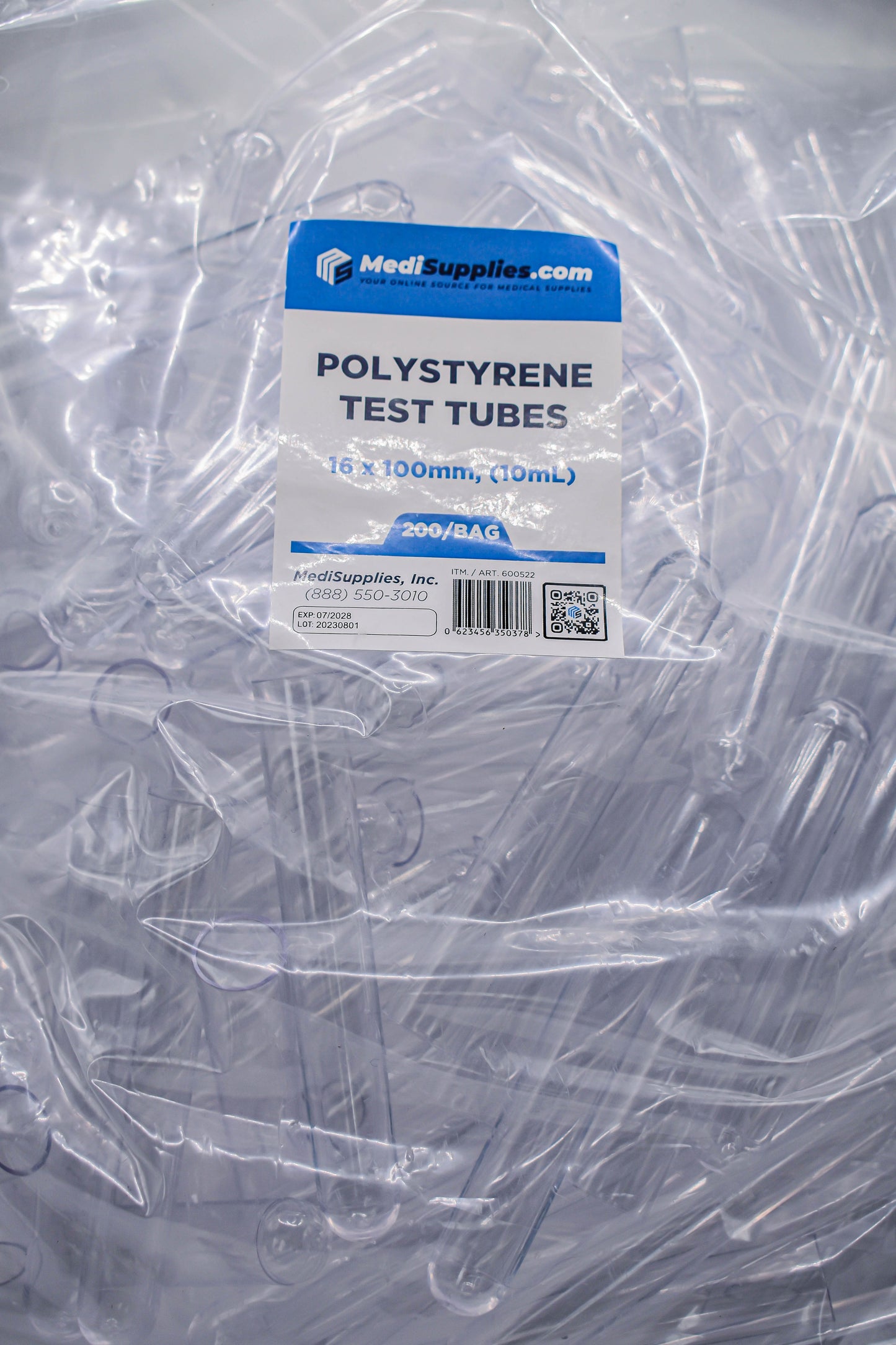 Polystyrene Clear Test Tube 16x100mm 10mL