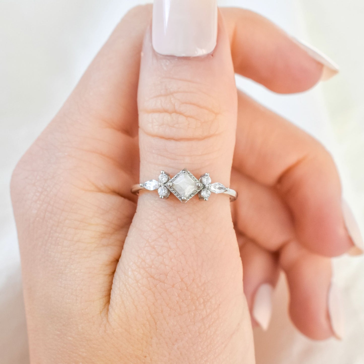 Dainty Square and Marquise Ring