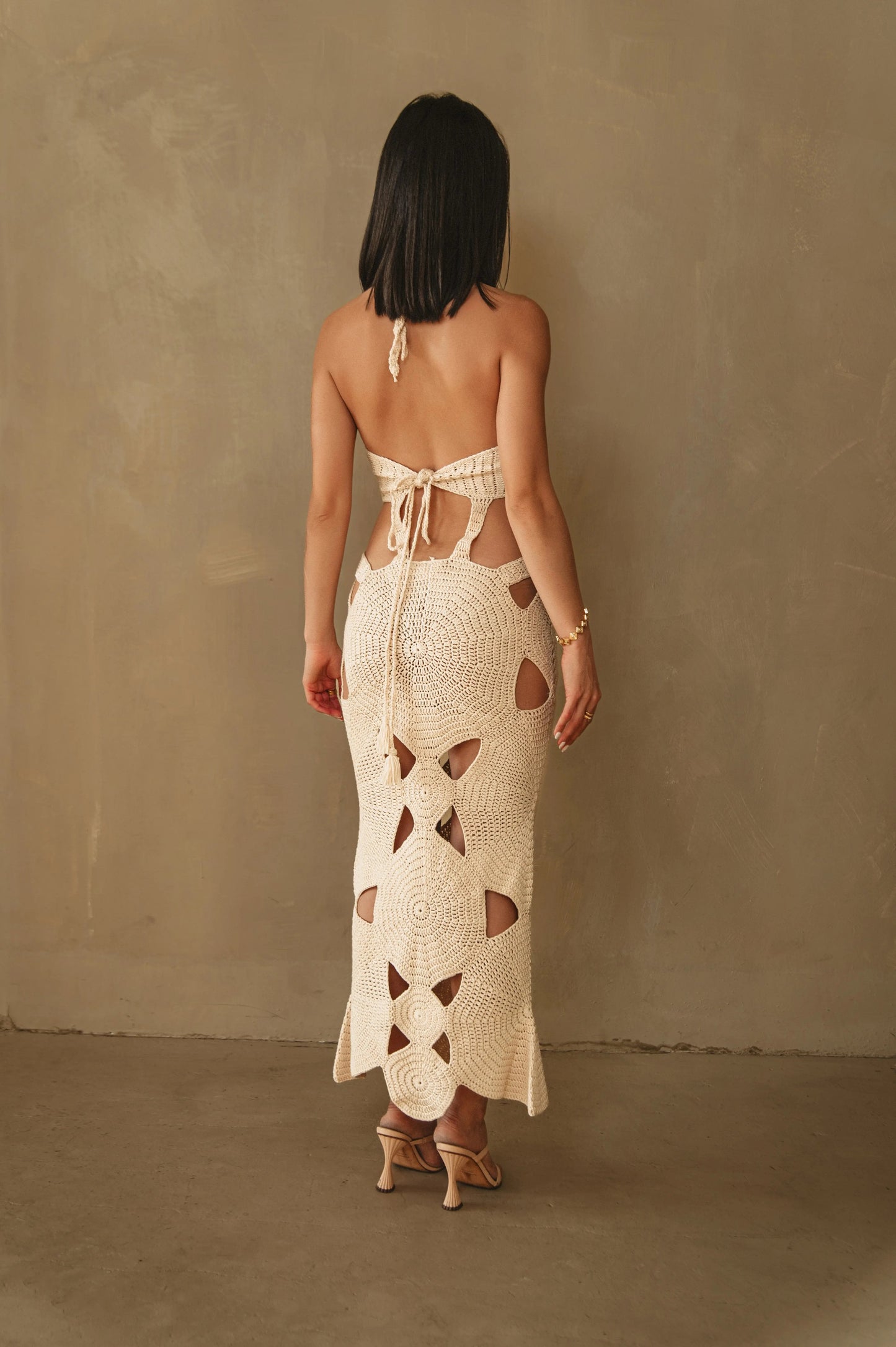 Women's Resort Dress Crochet Dress - Cut-Outs - Women's Resort Wear