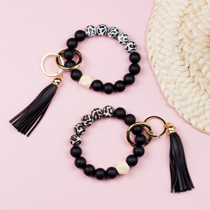 Llavero de pulsera con bloque de color de silicona