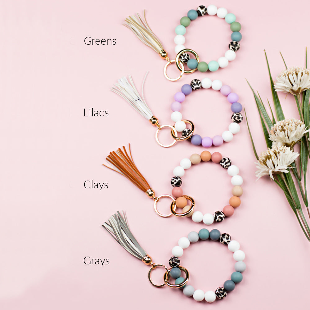 Pulsera Monocromática de Silicona con Llavero