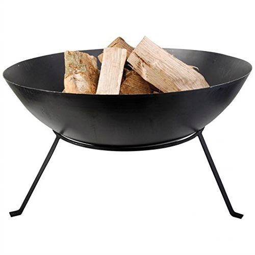 Pozo de fuego de exterior de 23 pulgadas de hierro fundido negro con soporte
