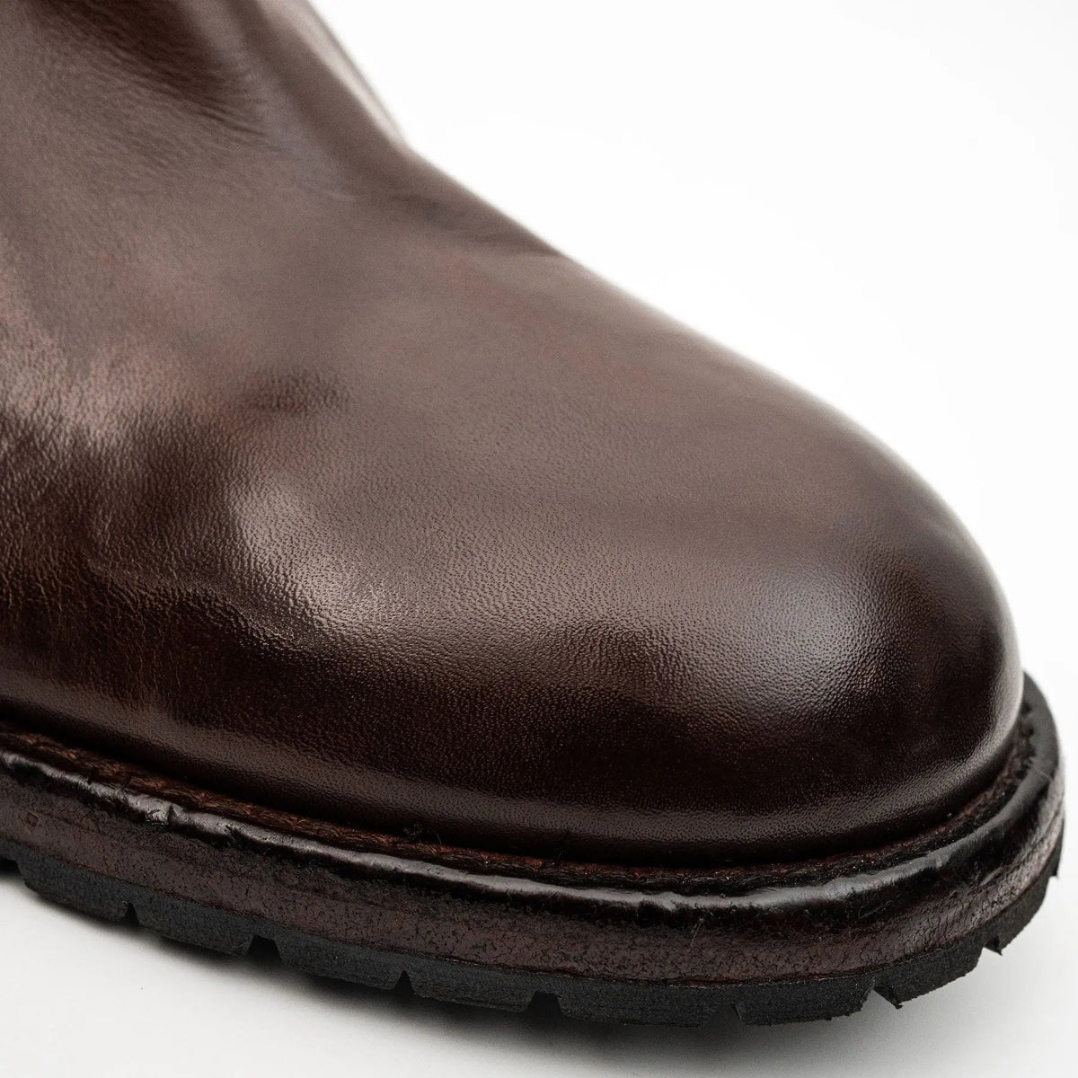 Brown Plain-Toe Cow Leather Chelsea Boots