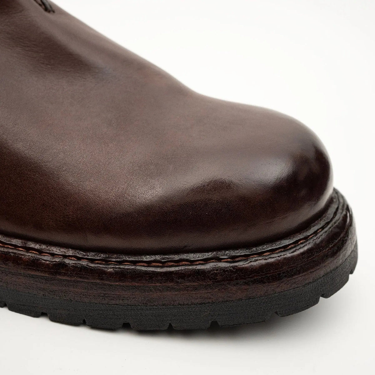 Brown Plain-Toe Cow Leather Chelsea Boots