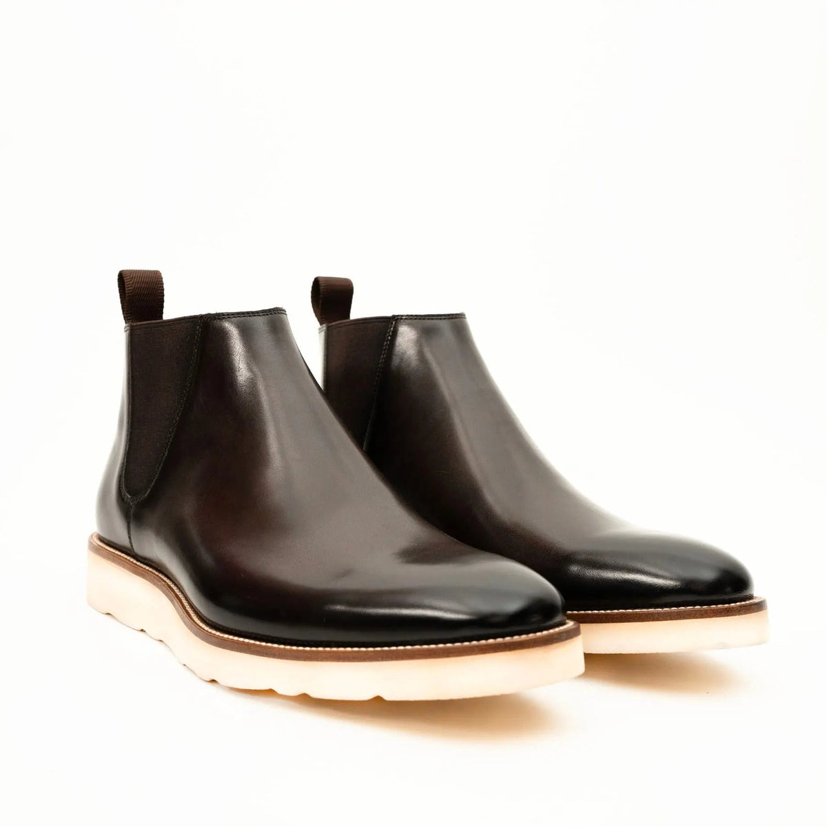 Dark Brown Plain-Toe Cow Leather Chelsea Boots