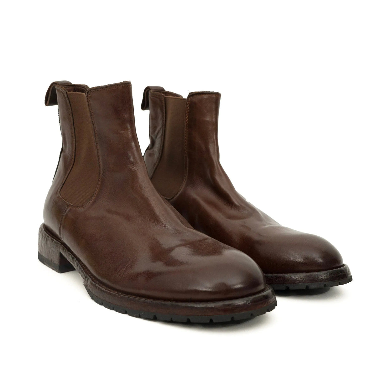 Brown Plain-Toe Cow Leather Chelsea Boots