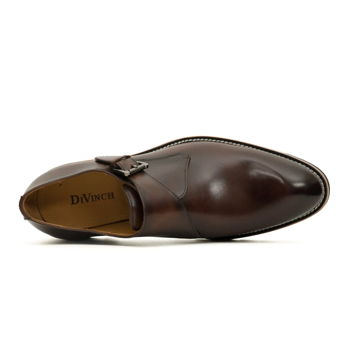 Dark Brown Plain-Toe Cow Leather Monk Shoes