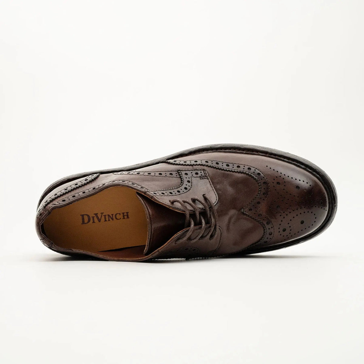 Brown Wingtip Cow Leather Derby Shoes