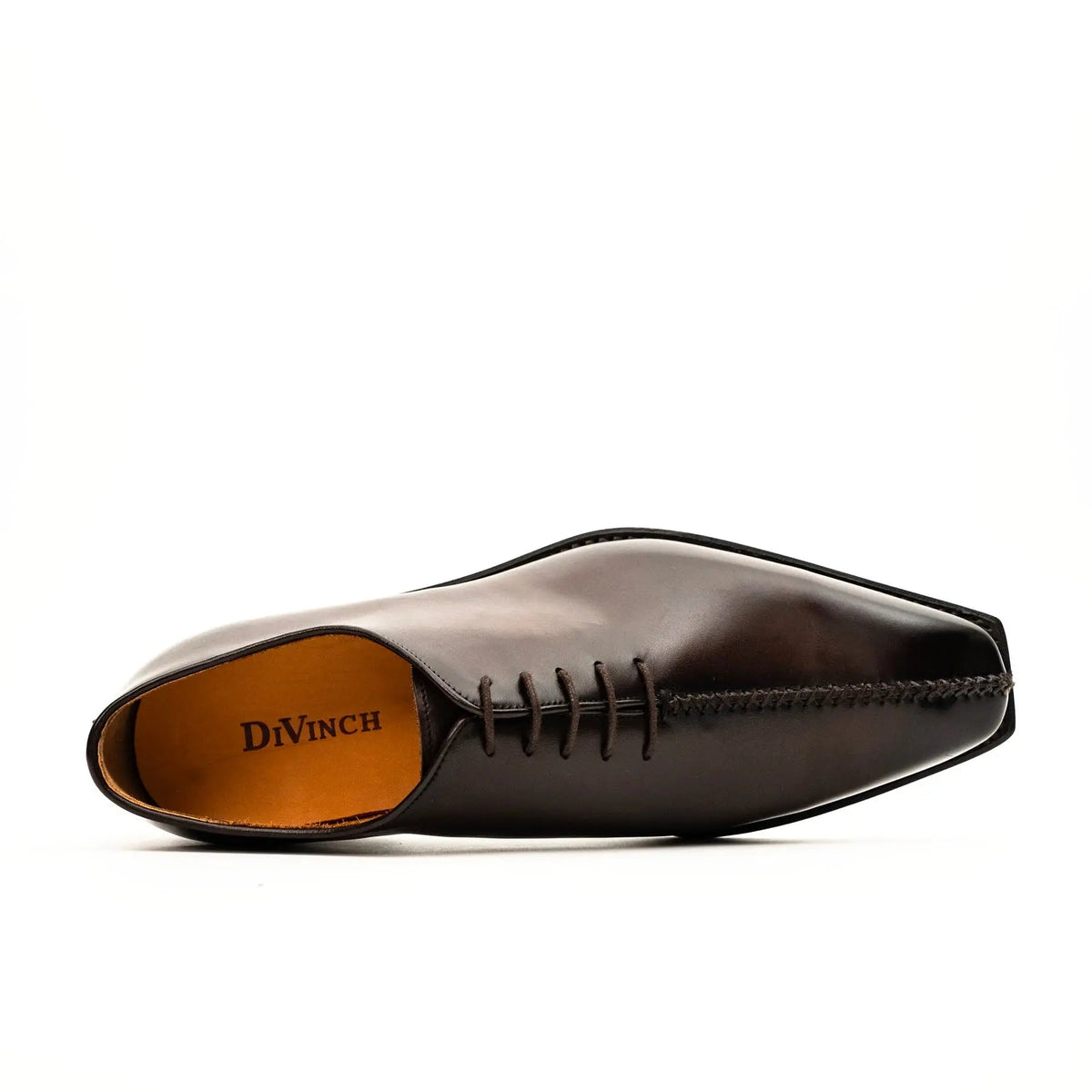 Dark Brown Plain-Toe Cow Leather Oxford Shoes