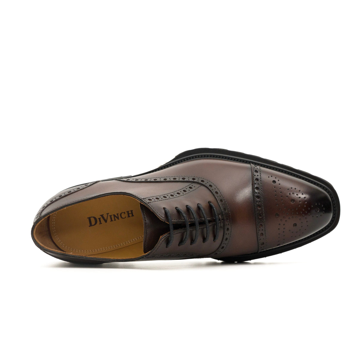 Dark Brown Wingtip Cow Leather Oxford Shoes