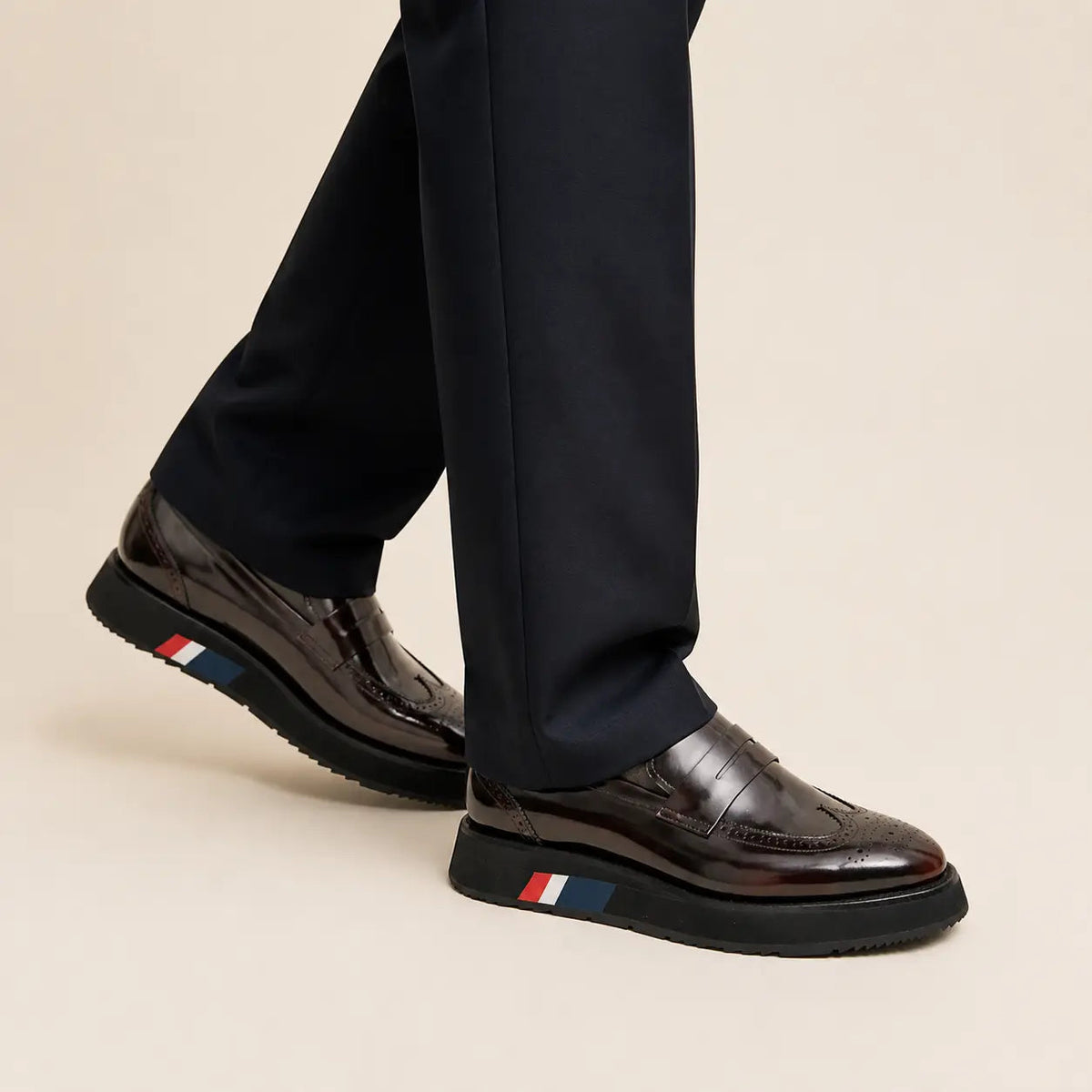 Burgundy Platform Calf Leather Loafers