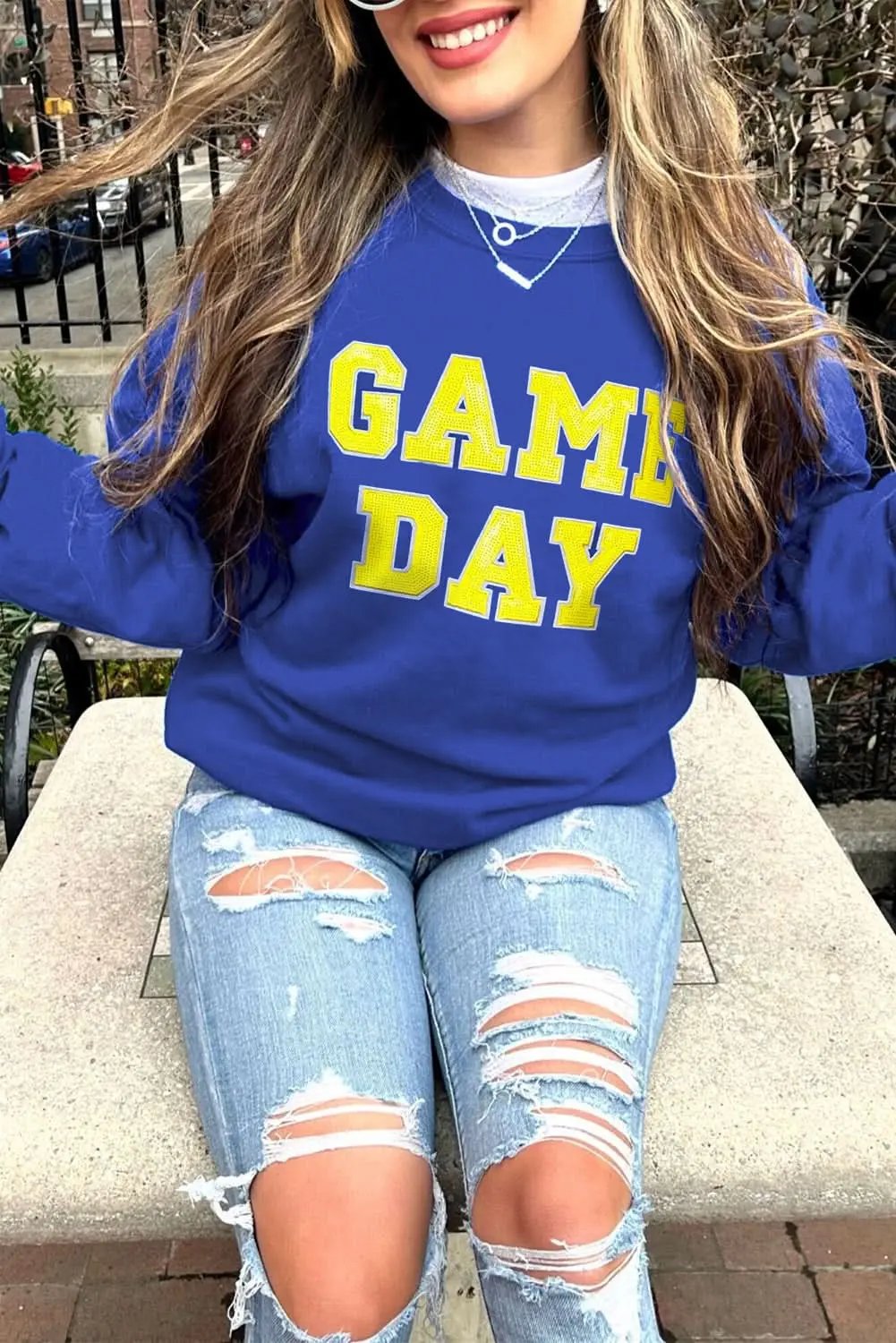 Sweaters Love Salve Dark Blue Graphic Game Day Unisex Pullover Comfy Sweatshirt