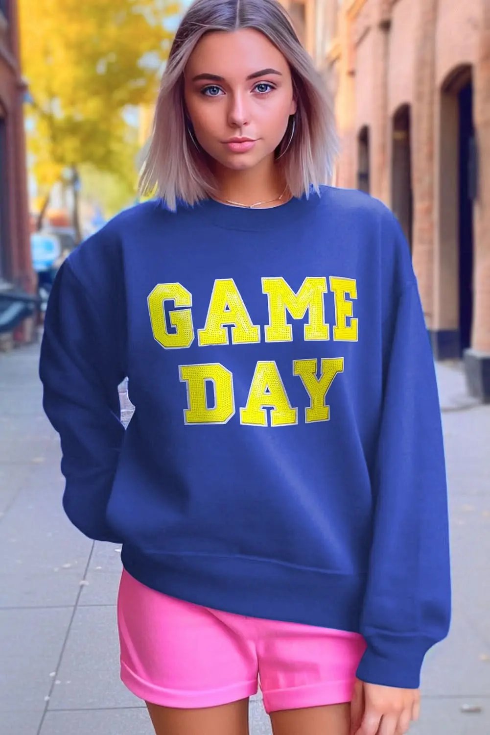 Sweaters Love Salve Dark Blue Graphic Game Day Unisex Pullover Comfy Sweatshirt
