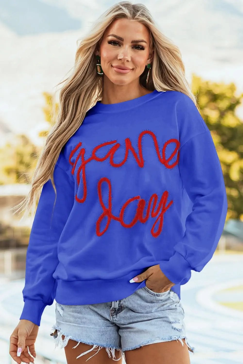 Love Salve Women's Drop Shoulder Sweatshirt — Graphic Game Day Pullover