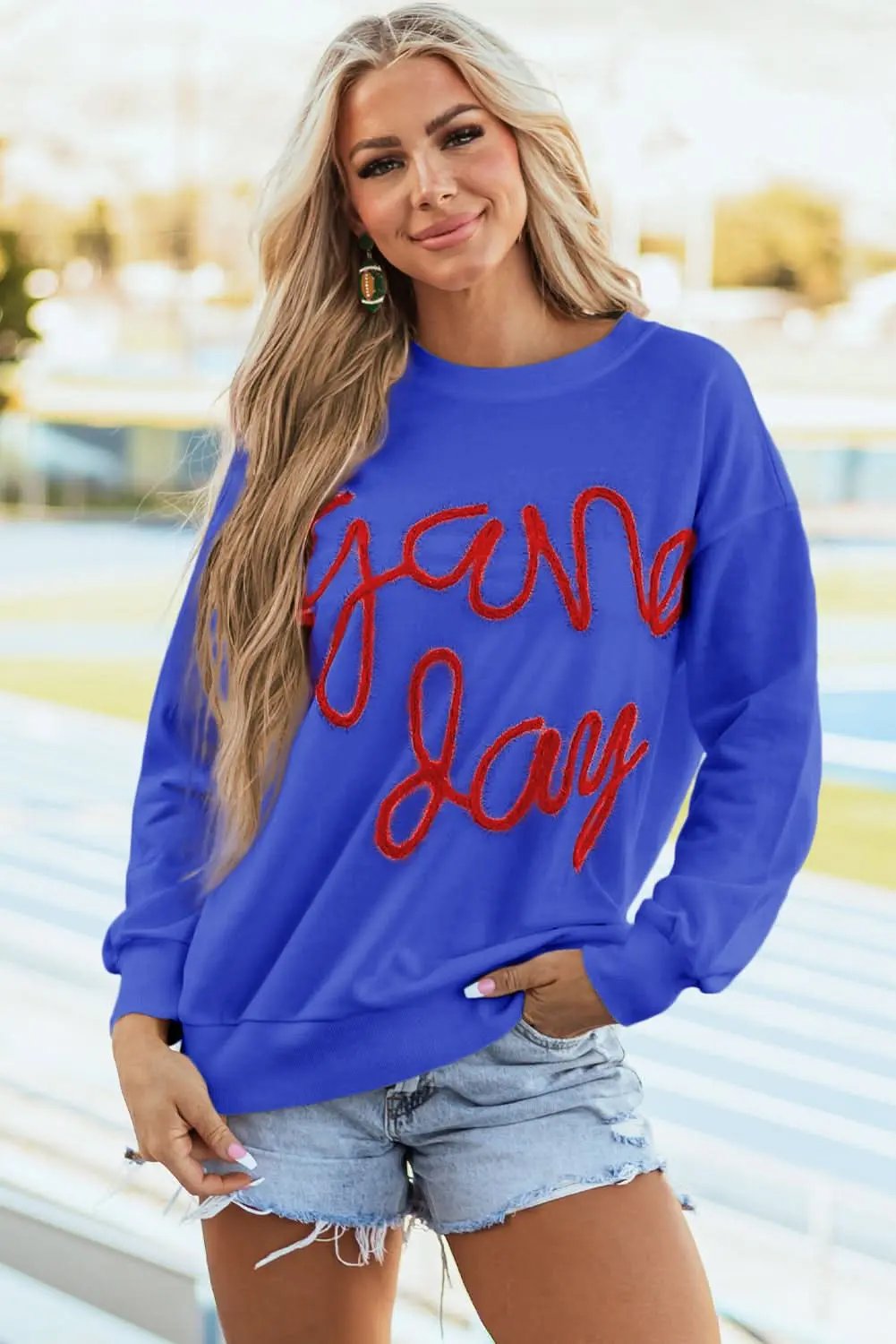 Love Salve Women's Drop Shoulder Sweatshirt — Graphic Game Day Pullover