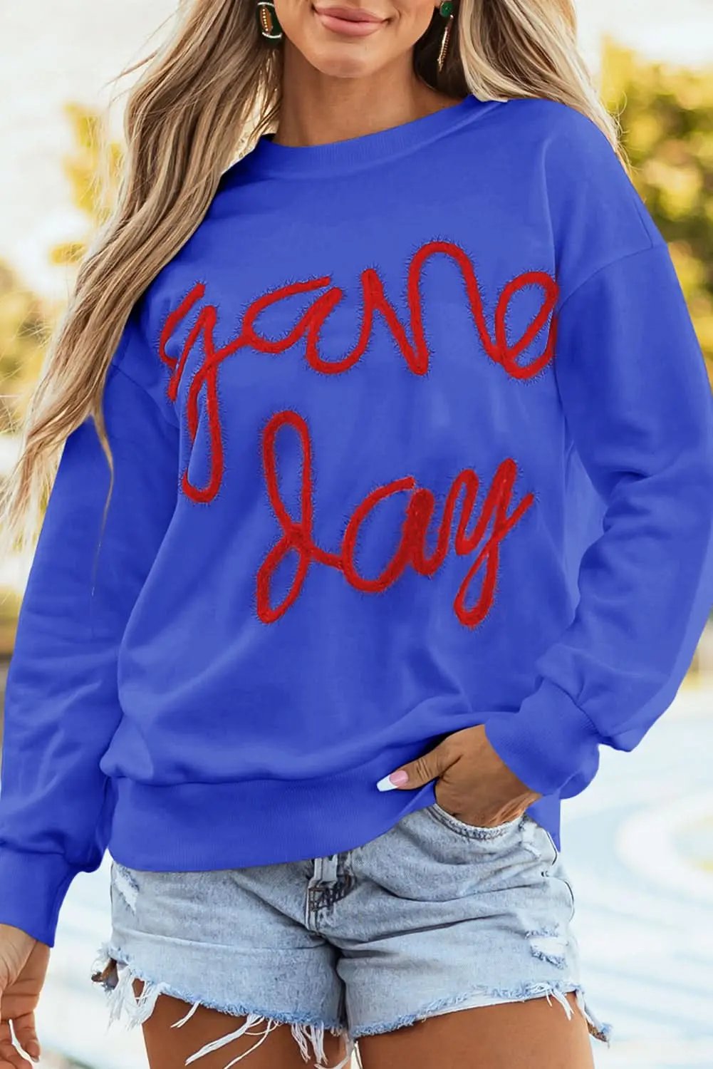 Love Salve Women's Drop Shoulder Sweatshirt — Graphic Game Day Pullover