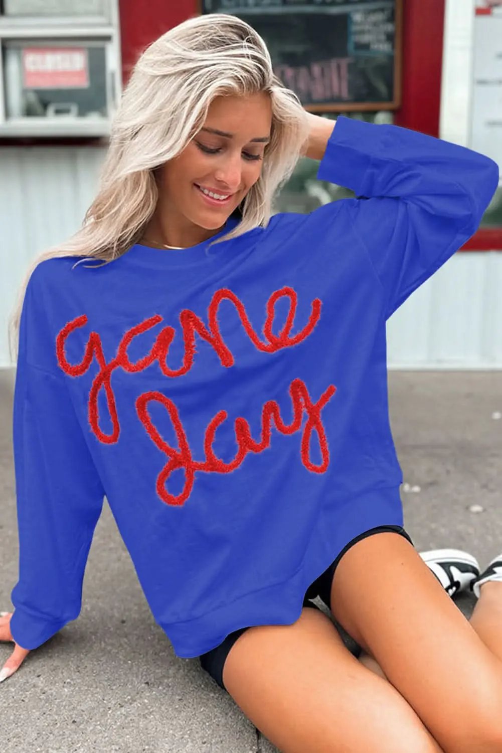 Love Salve Women's Drop Shoulder Sweatshirt — Graphic Game Day Pullover
