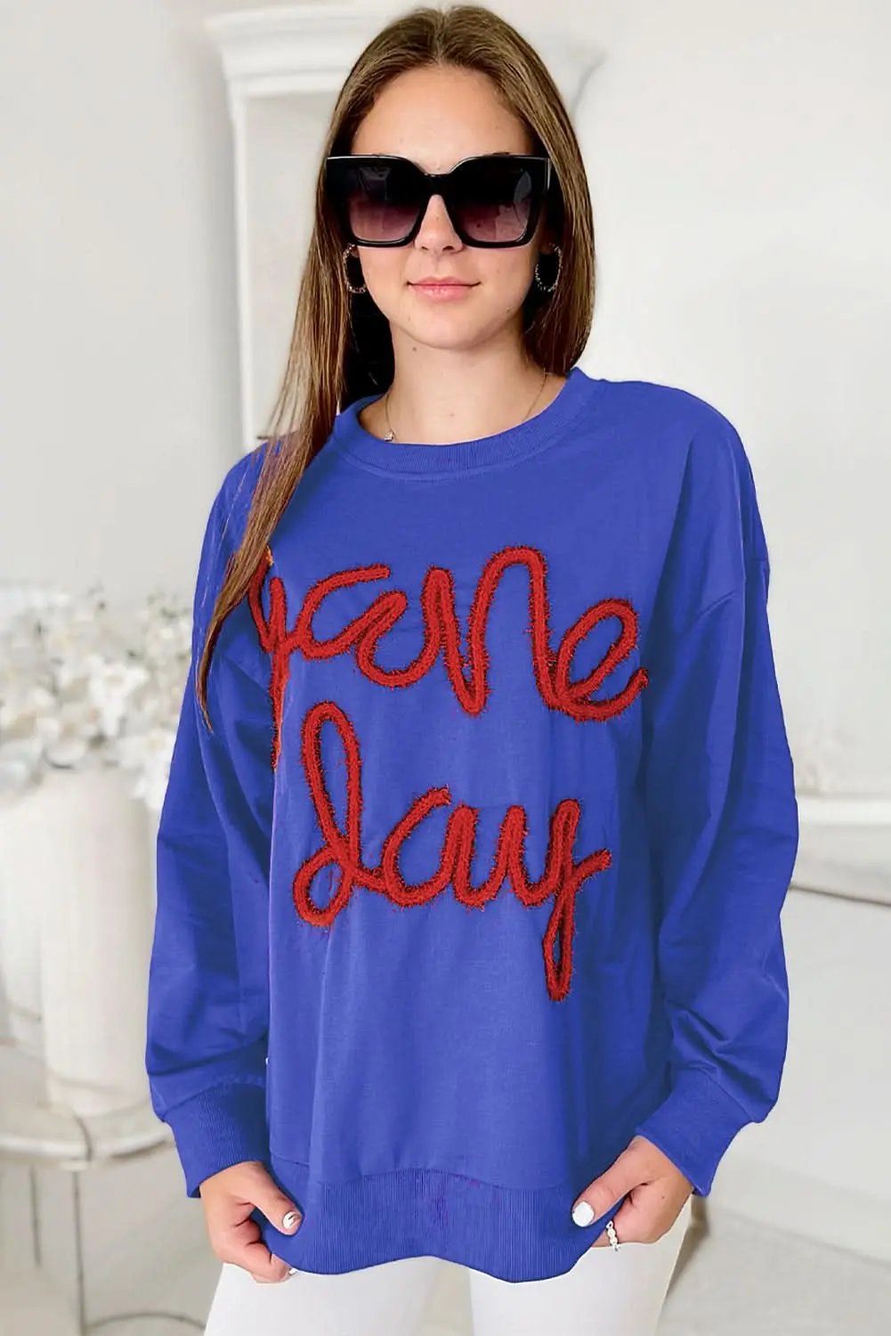 Love Salve Women's Drop Shoulder Sweatshirt — Graphic Game Day Pullover