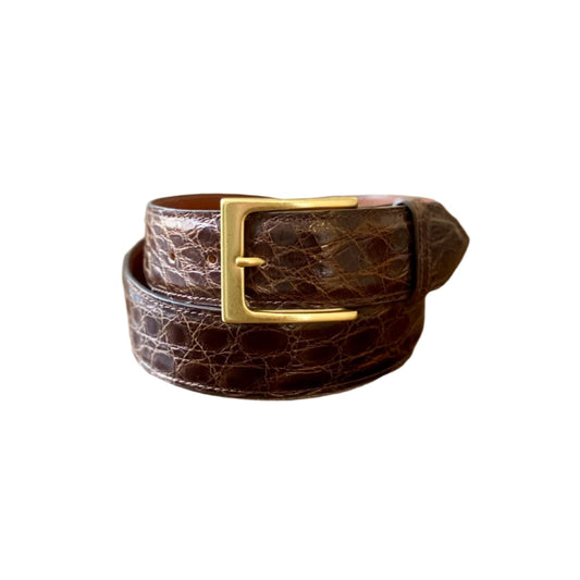 Cinturón de piel entera, marrón oscuro pulido