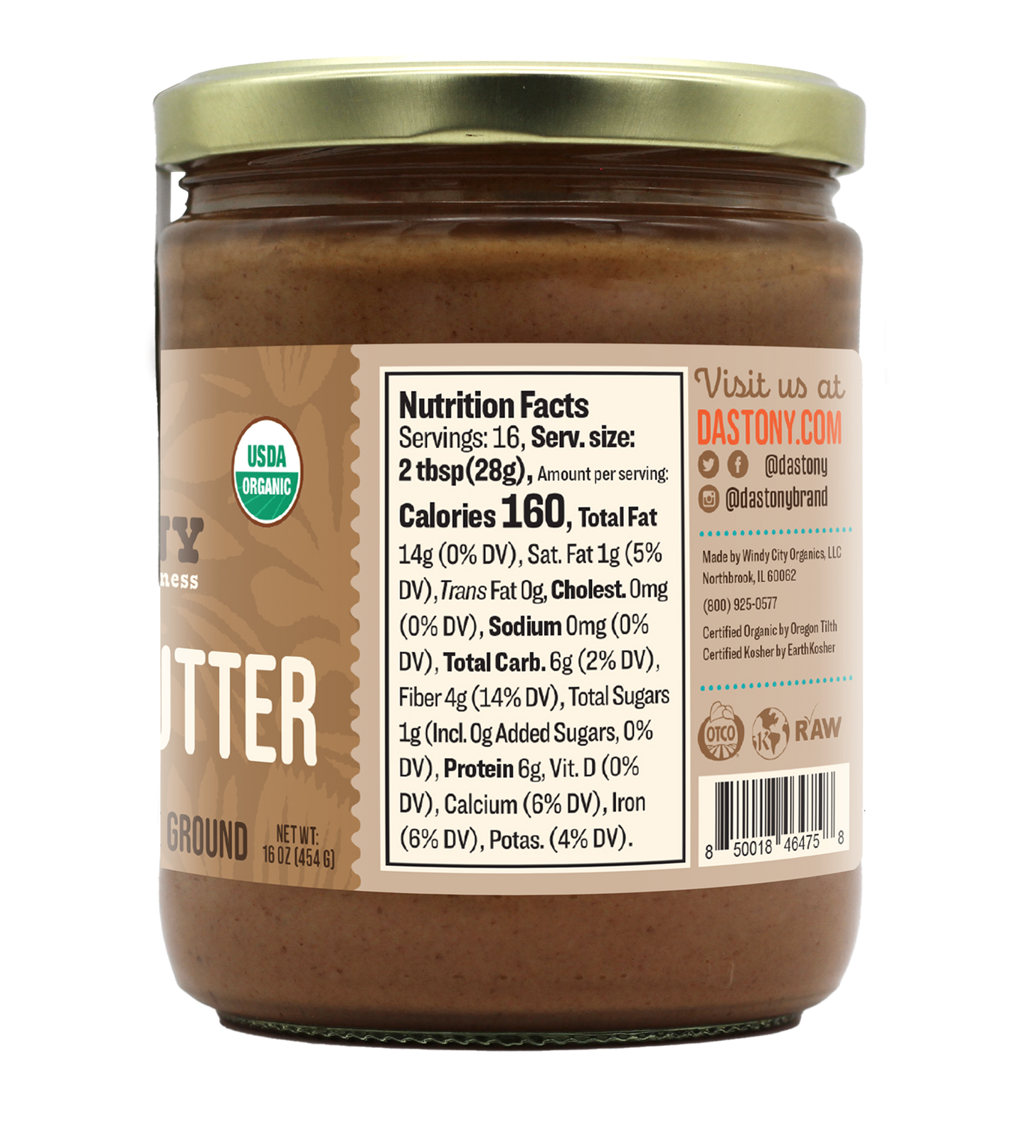 Organic Raw Almond Butter -16 oz