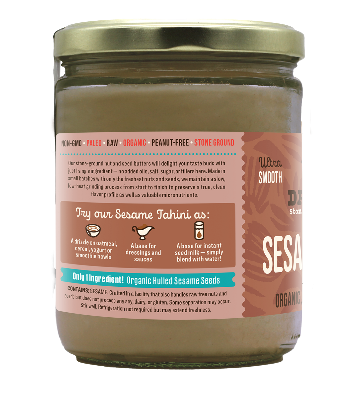 Organic Raw Sesame Seed (Tahini) Butter - 16 oz