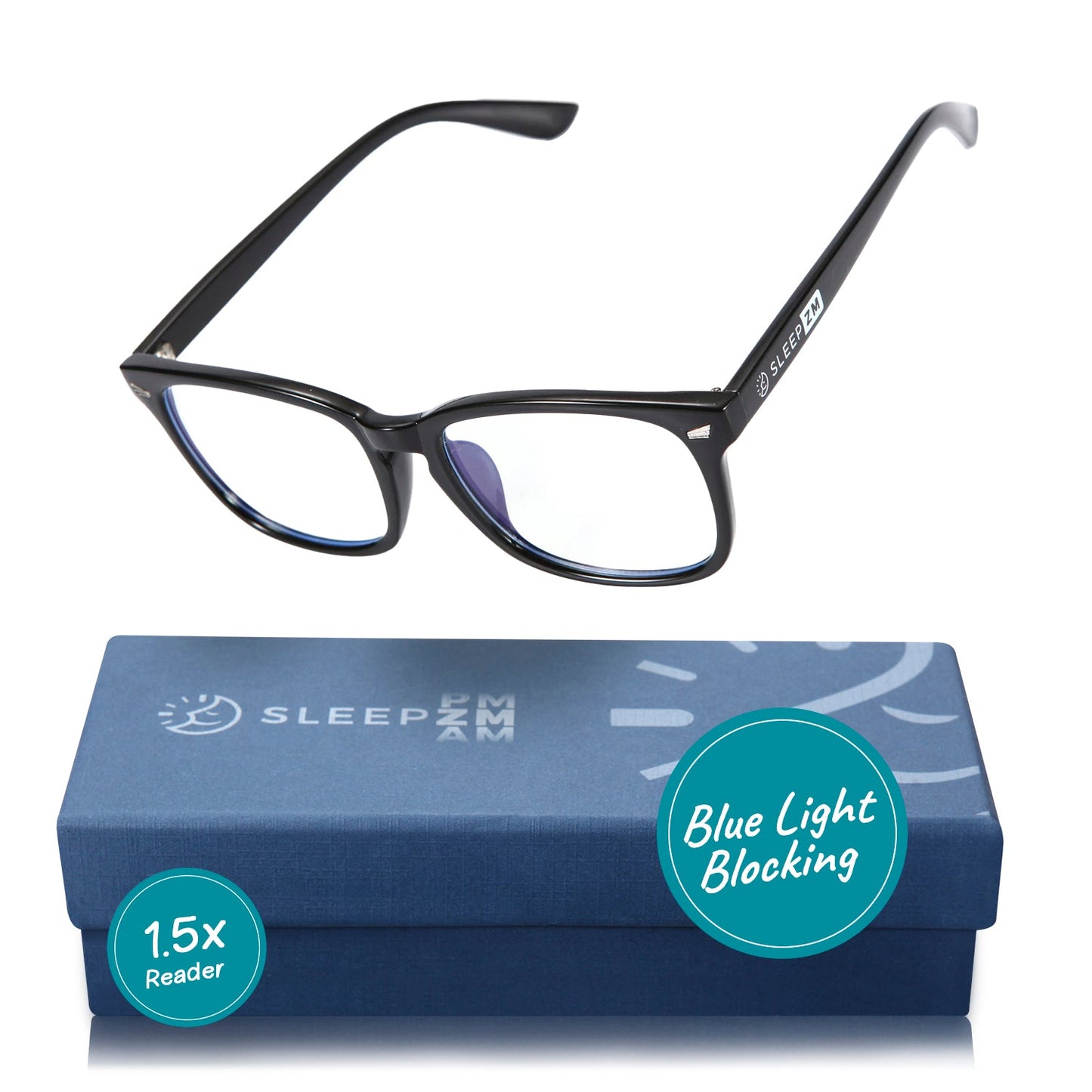 Daytime Wayfarer Blue Light Reading Glasses - Black 1.5x