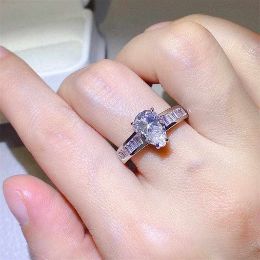 Sombreros Trendsi Anillo de Moissanita de 3 Quilates para Mujer Anillo Llamativo y Deslumbrante