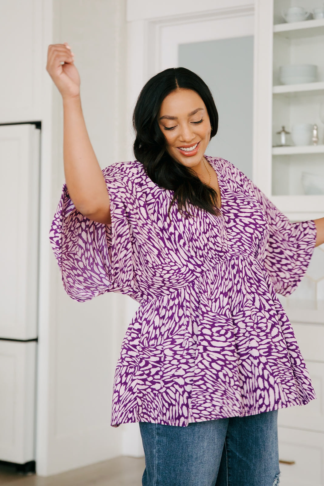 Top Peplum "Dearest Dreamer" en Morado Pintado