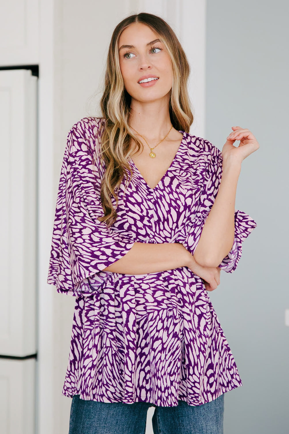 Top Peplum "Dearest Dreamer" en Morado Pintado