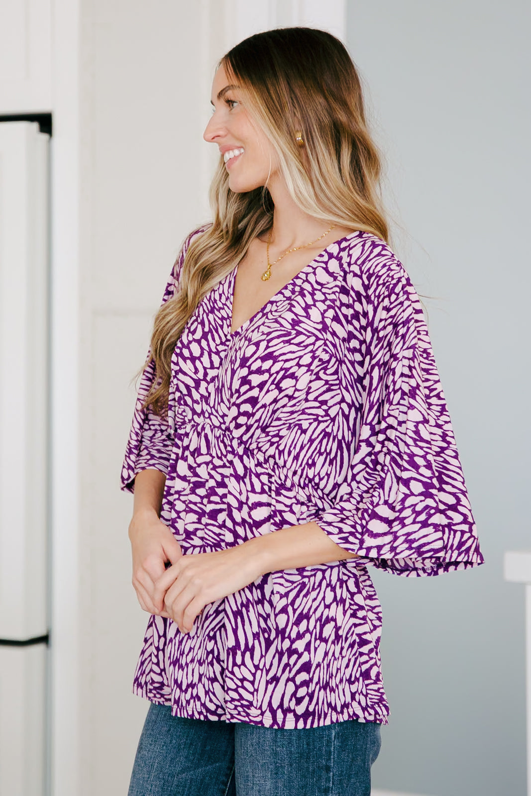 Top Peplum "Dearest Dreamer" en Morado Pintado