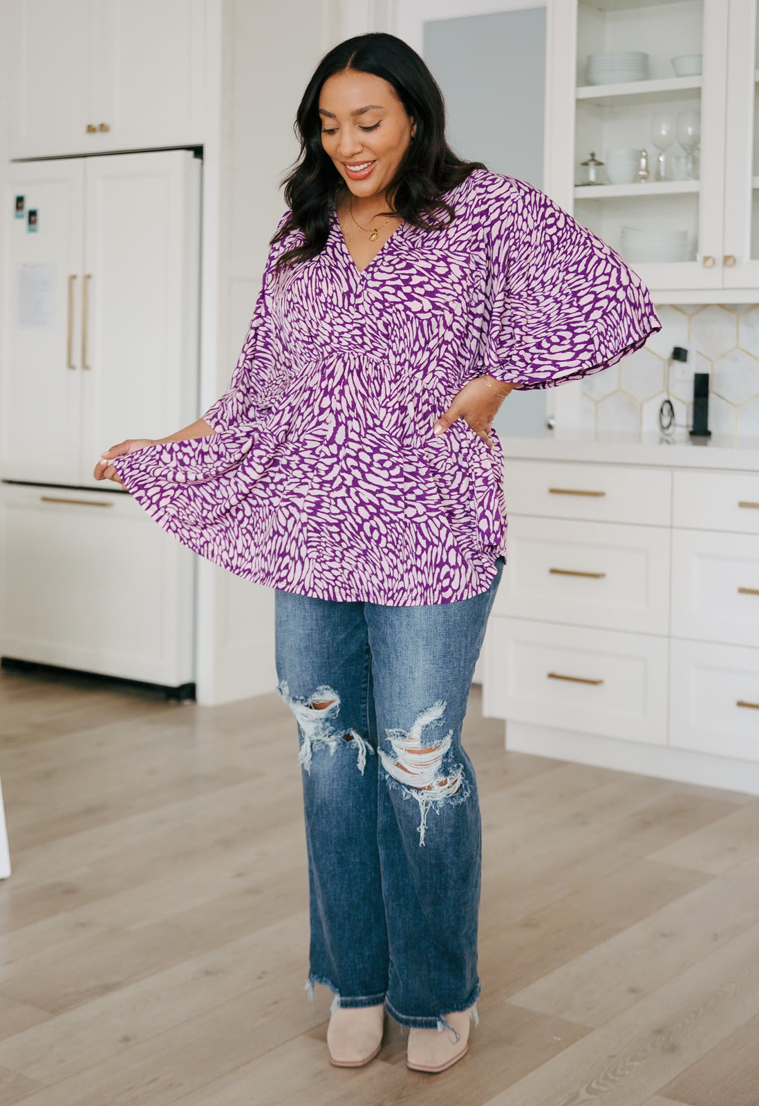 Top Peplum "Dearest Dreamer" en Morado Pintado