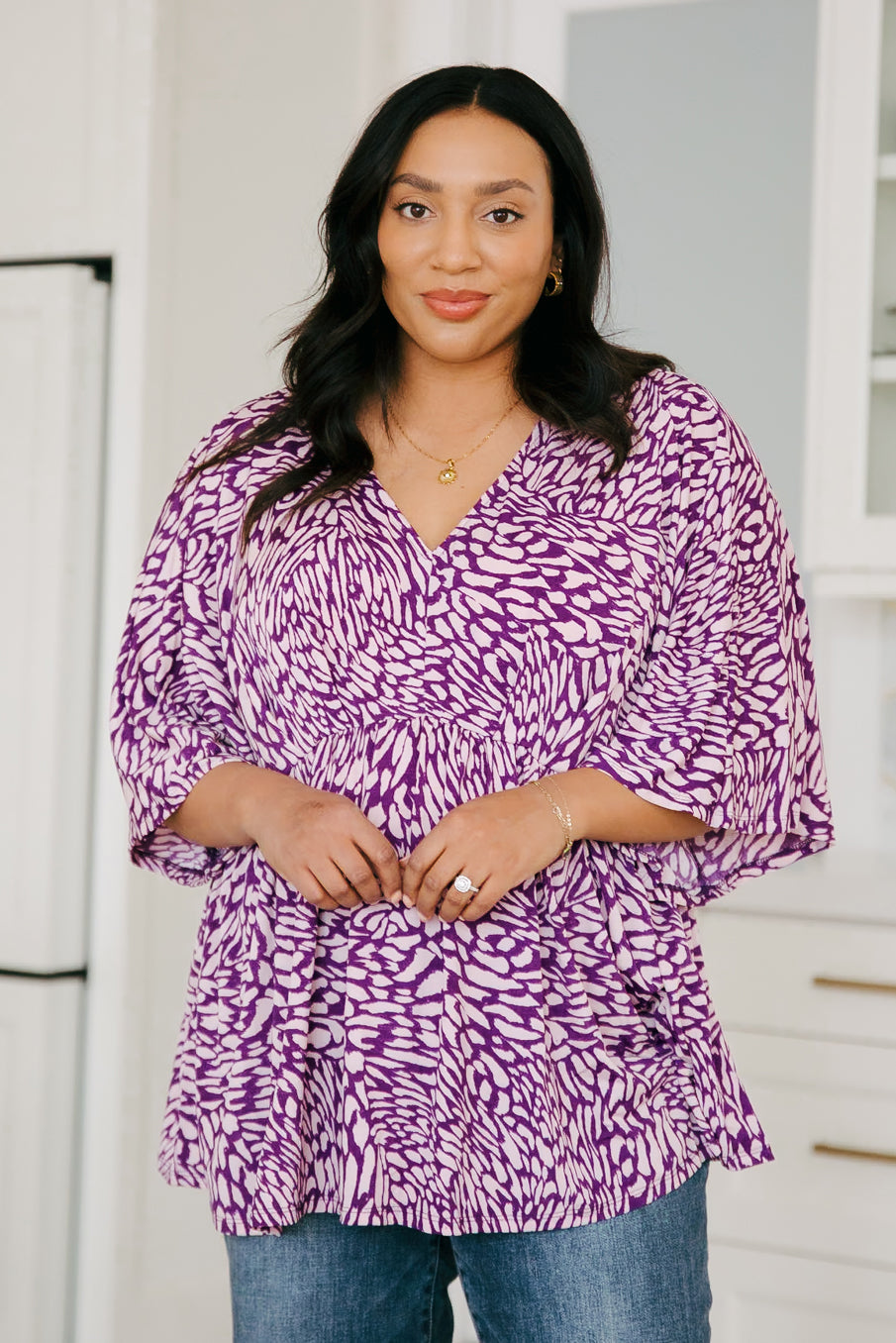 Top Peplum "Dearest Dreamer" en Morado Pintado