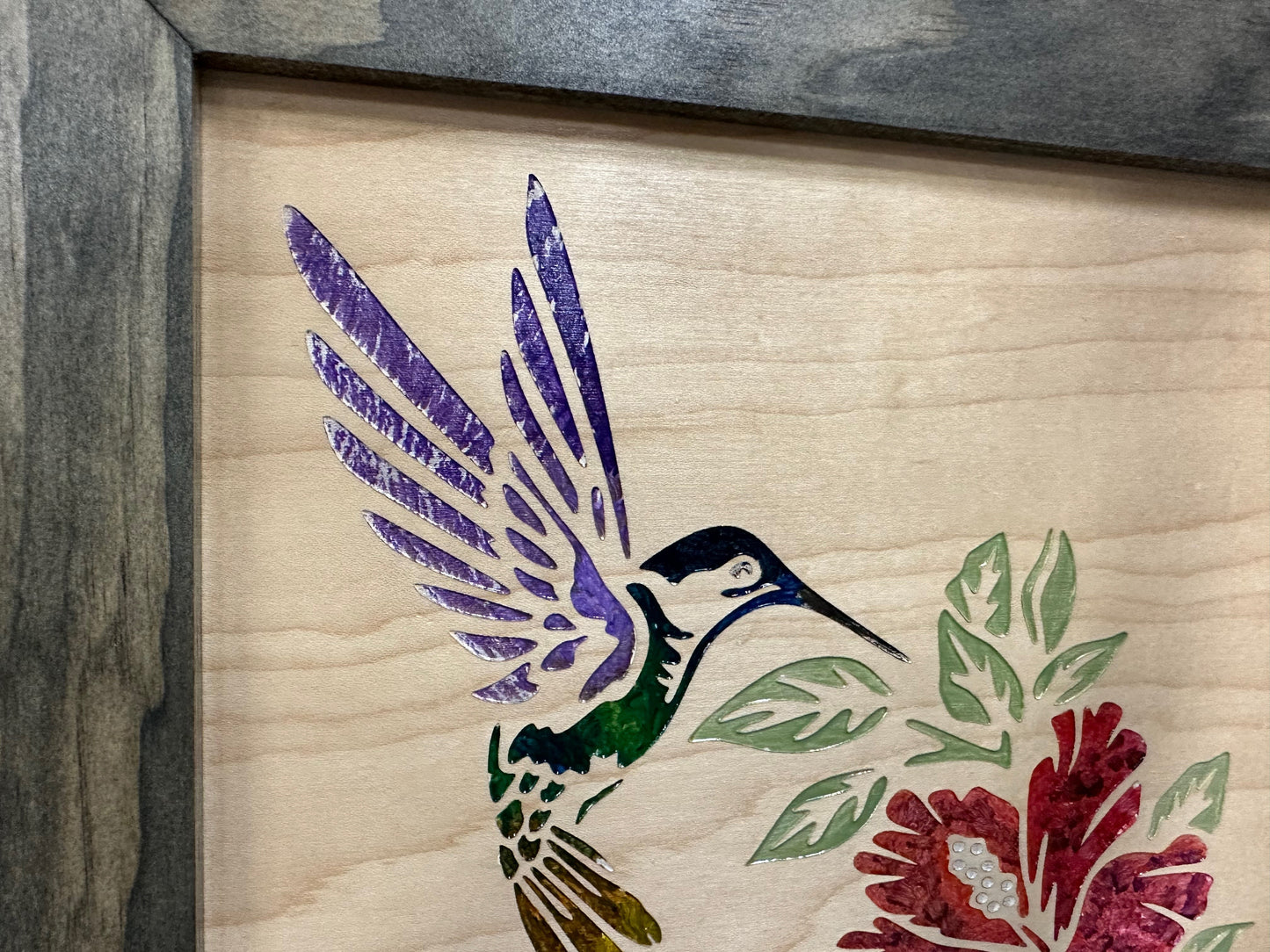 Hidden Gun Storage Safe Concealed Shelf with Hummingbird Wall Decor