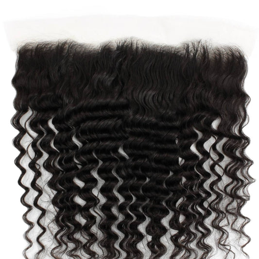 Frontal de cabello humano Deep Wave de encaje transparente 13x4