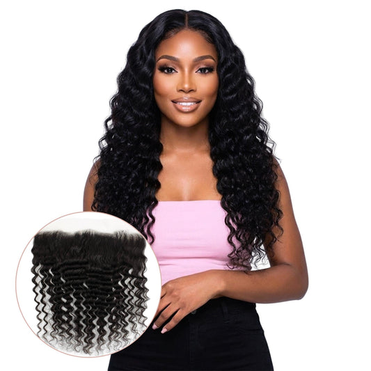 Frontal de cabello humano Deep Wave de encaje transparente 13x4