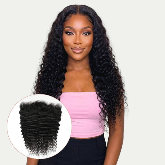 Frontal de cabello humano rizado profundo 13x6 con encaje HD