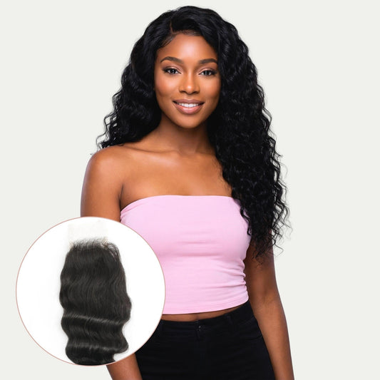 Cierre de cabello humano con encaje HD de 2x6 y ondas profundas