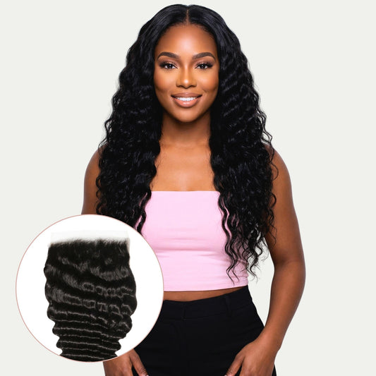 Cierre de pelo humano Deep Wave 7x7 HD Lace