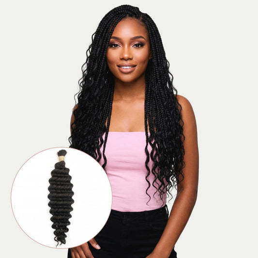 Cabello Trenzado de Ondas Profundas 100% Humano a Granel