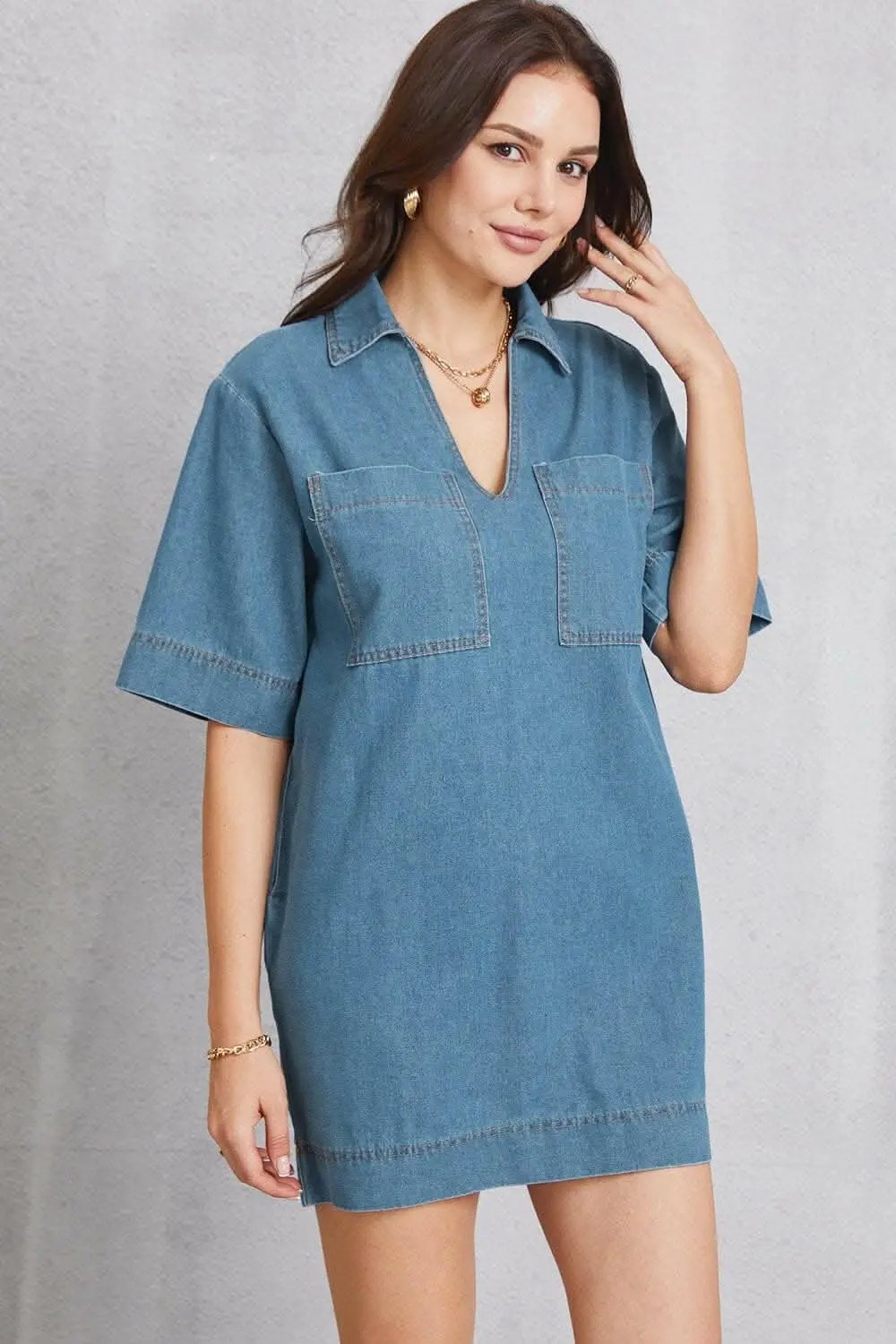 Pants Trendsi Jeans & Denim Denim mini dress with pockets