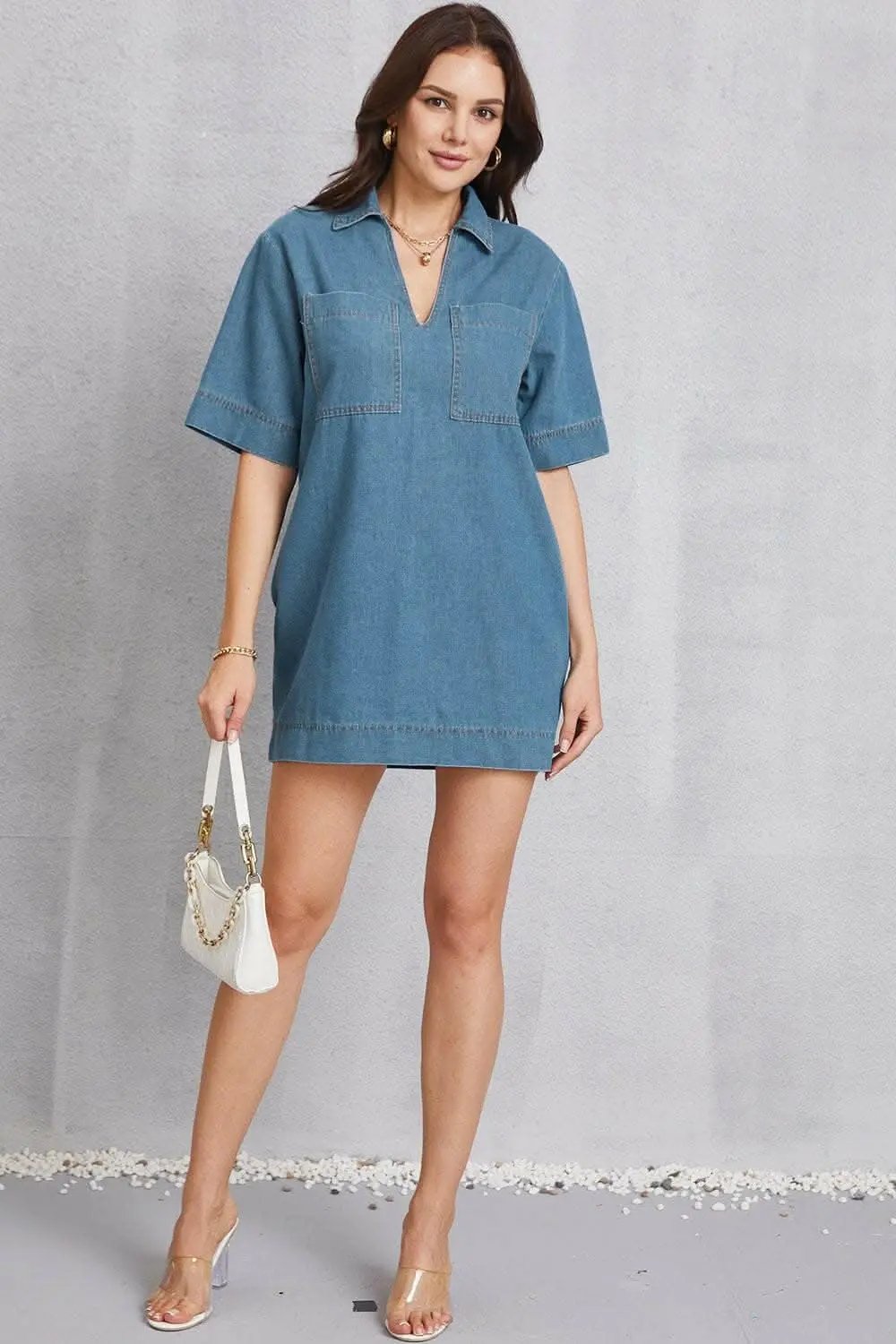 Pants Trendsi Jeans & Denim Denim mini dress with pockets