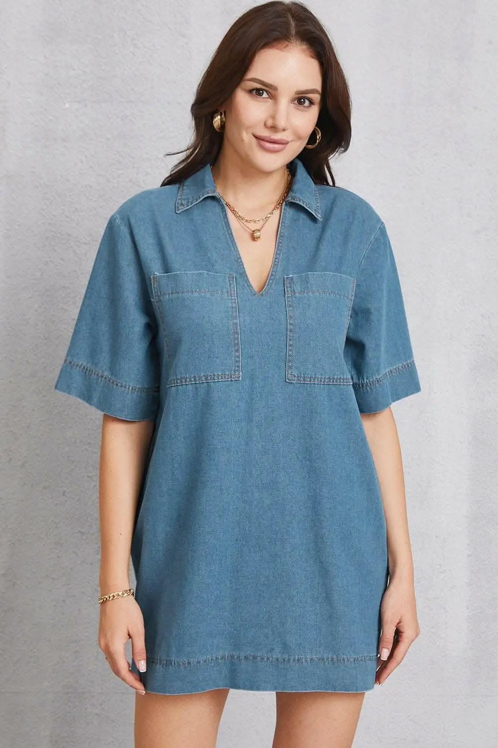 Pants Trendsi Jeans & Denim Denim mini dress with pockets