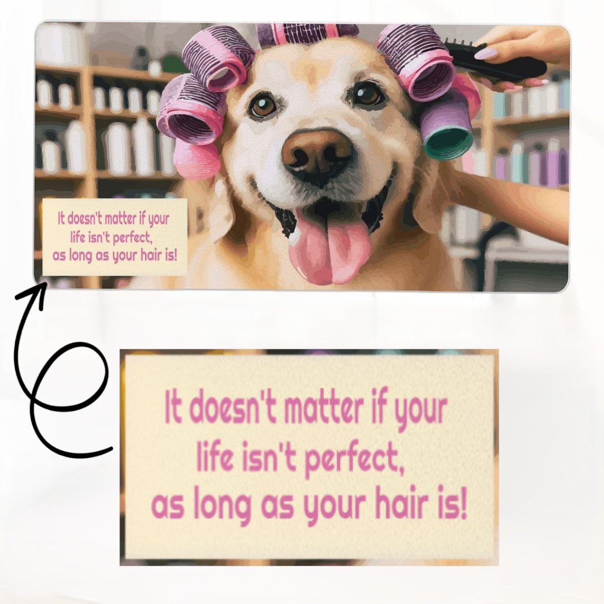 Perfect Hair with Rollers Golden Retriever Mousepad Desk Mat - available in 2 sizes