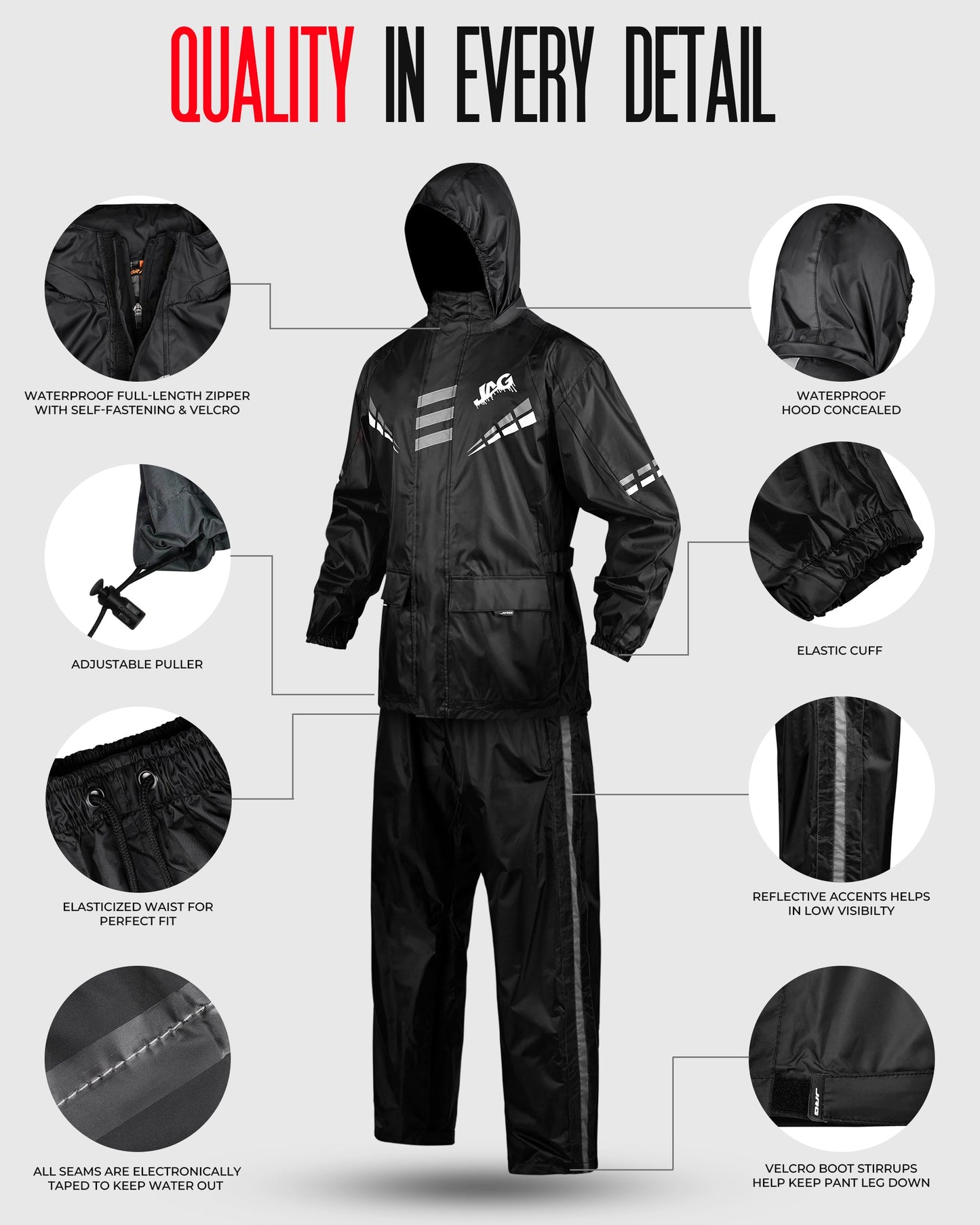 Traje de lluvia JAG Rainmaster para hombres y mujeres | Equipo impermeable para la lluvia