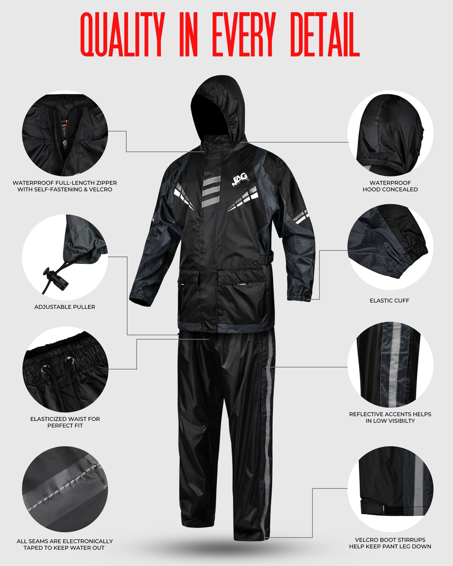 Traje de lluvia JAG Rainmaster para hombres y mujeres | Equipo impermeable para la lluvia